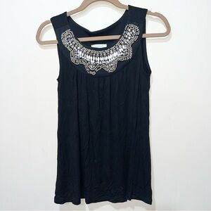 Dressbarn beaded black flowy tank top